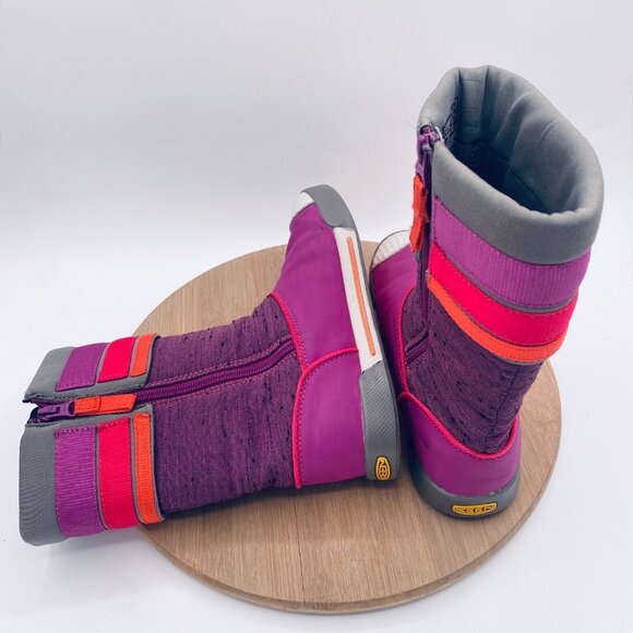 Keen Boots Womens 5 Pink Mesh Mid Calf Stripe Insulted Snow - Picture 10 of 12